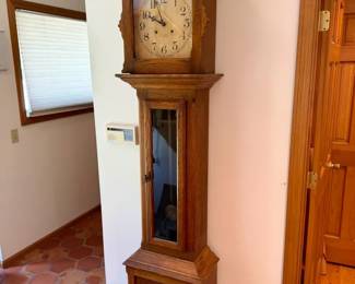 Antique Inthaca Grandfather Clock With Key