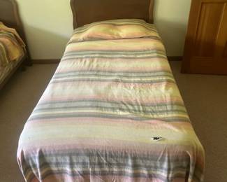 Twin Bed with Wooden Headboard