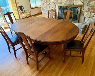 Lion Foot Antique Table & (6) Chairs