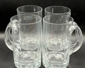 (4) Krosno Crystalline Glass Mugs — Made in Poland