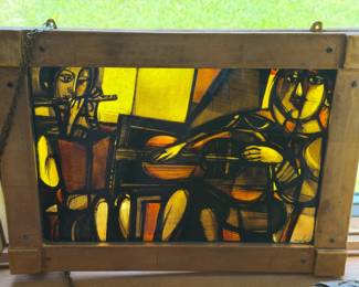 Signed Glass Panel Artwork