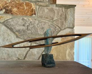 1998 Signed Stone & Wood Sculpture