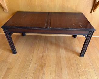1980s White Furniture Mahogany & Burl Mandarin Chinoiserie Ming Coffee Table