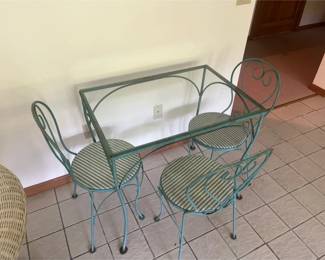 Metal Table and 3 Chairs Set