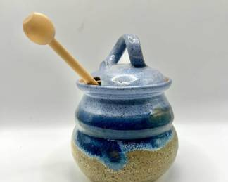 Signed Wheel-Thrown Studio Pottery Honey Jar
