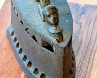 Antique Cast Iron Sad Iron with Woman's Head
