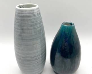 (2) Wheel-Thrown Pottery Bud Vases