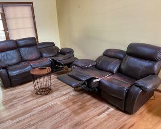 Functional leather reclining, couch, and loveseat. Priced to move because of leather condition.