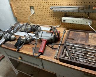 Heavy Duty power tools by Milwaukee and craftsman And a box of adjustable Reamers