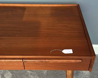 F55 - $650. Crate & Barrel "Tate" Desk. Measures 5' long x 30" deep x 30" tall. Solid Walnut & Walnut Veneer. Integrated Power Strip with 2 USBs and 2 - 3 prong outlets. Still on website. Excellent condition!