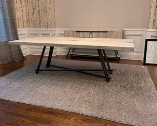 F2 - $1,500. Arhaus, Nika Spalted Oak 94" Rectangular Dining Table. Measures 94" x 43.25" x 29.5" tall. 