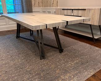 F2 - $1,500. Arhaus, Nika Spalted Oak 94" Rectangular Dining Table. Measures 94" x 43.25" x 29.5" tall. 