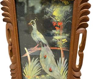 2 Vintage Mexican Feather Art