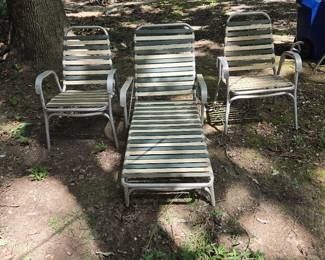3 Vintage Vinyl Strap Aluminum Patio Chairs