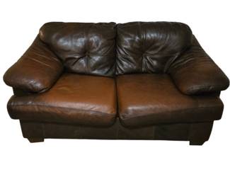 Brown Leather Loveseat with Distressed or Aged Finish