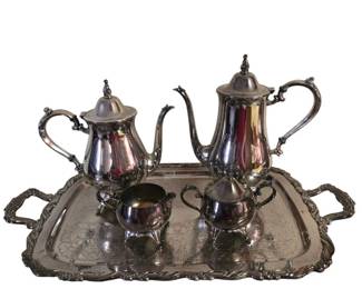 Silverplate Tea Coffee Set on Serving Tray