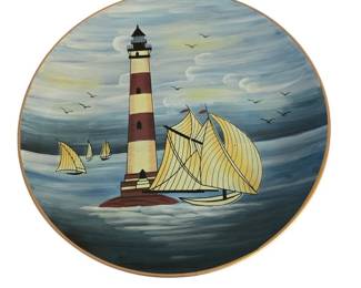 Decorative Ceramic Plate Resemble the Coastal Breeze Pattern Designed By Warren Kimble For Sakura
