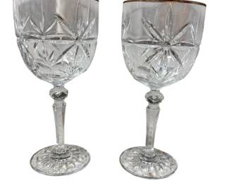 2 Crystal Gold Accent Wine Goblets