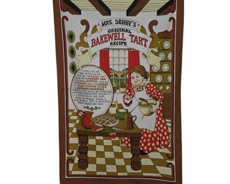 Vintage 60s Towel Clive Mayor Mrs Derbys Bakewell Tart Recipe Cotton Kitschy Tea Kitchen Dishcloth Wall Hanging Tapestry