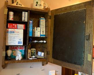 Inside of medicine cabinet.