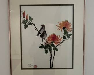 Chinese Watercolor Painting of Birds and Flowers