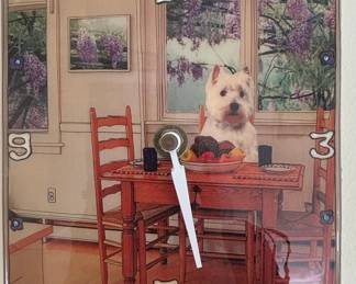 West Highland White Terrier "Breakfast" Square Wall Clock by Lea K.