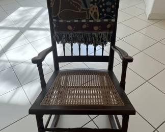 Vintage Teddy Bear Tapestry Rocking Chair