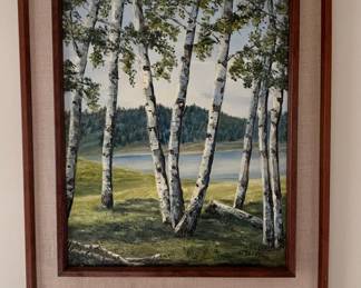 Birch Trees Landscape Painting by D. Hall
