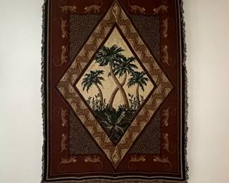 Tropical Monkey and Leopard Print Woven Wall Tapestry