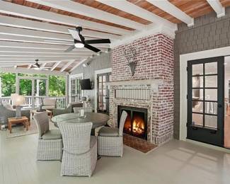 Outdoor dining table and chairs and cushions