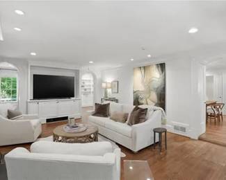 Sofa, swivel chairs, coffee table, acrylic end tables