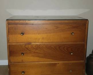 Vintage Oak Dresser with Glass Top second image