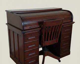 Mahogany Rolltop Desk with Chair second image