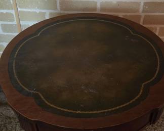 Antique Mahogany Drum Table with Tooled Leather Top second image