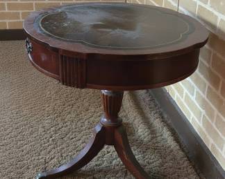 Antique Mahogany Drum Table with Tooled Leather Top third image