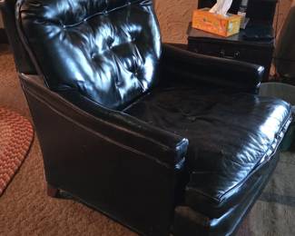 Vintage Black Tufted Leather Club Chair second image