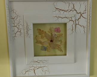 Distressed White Framed Dried Flowers