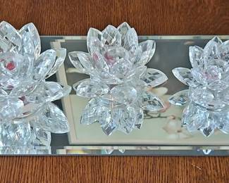 Swarovski Crystal Lotus Candle Holders
