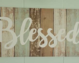 Blessed wood plank sign