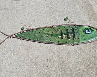 Glass and wire fish sculpture