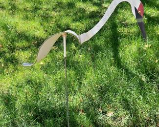 Metal Spinner Crane Garden Stake