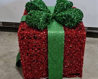 Red Glitter Tinsel Gift Box