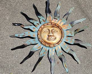 Metal Sun Face Wall Art