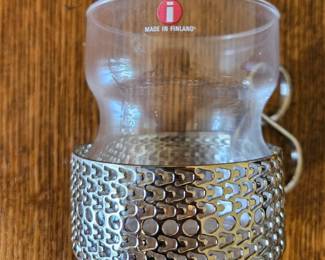 Iittala Tsaikka Glass Cups with Metal Holders, set of third image