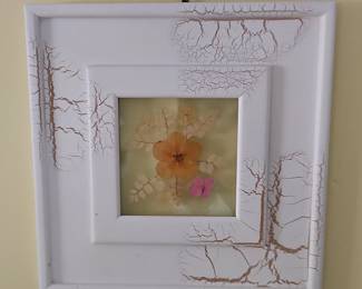 Distressed White Framed Dried Flowers B