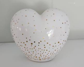 White Porcelain Heart with Gold Dots