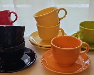 Fiesta Ware Cups and Saucers Set