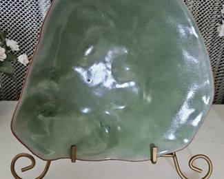Green Glazed Ceramic Dish