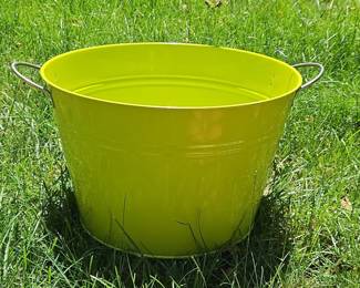 Lime Green Galvanized Metal Bucket Planter