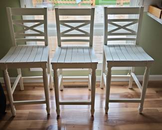 White XBack Wooden Bar Stools Set of 